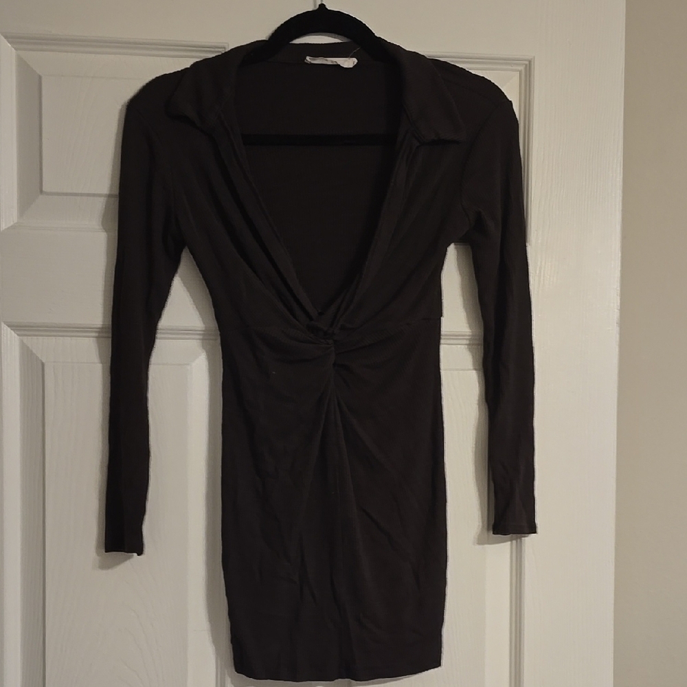 Chic Brown Long Sleeve Dress